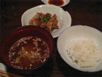 Pork and rice with Miso soup