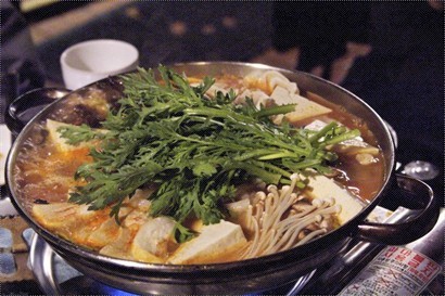 Kimchi Soup with pork,tofu,rice cake & vegetables
