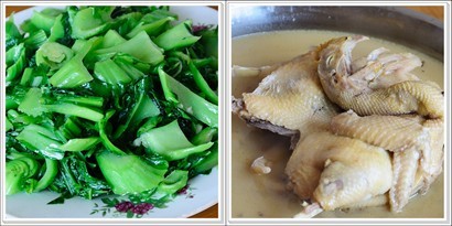 午餐：炒芥菜 / 蒸雞