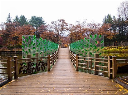 看到一條把玻璃樽弄成扁型作裝飾的橋，韓國人真的很有創意。