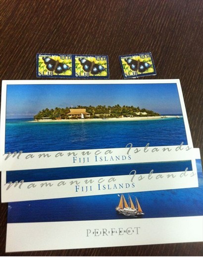 Fiji蝴蝶郵票加名信片