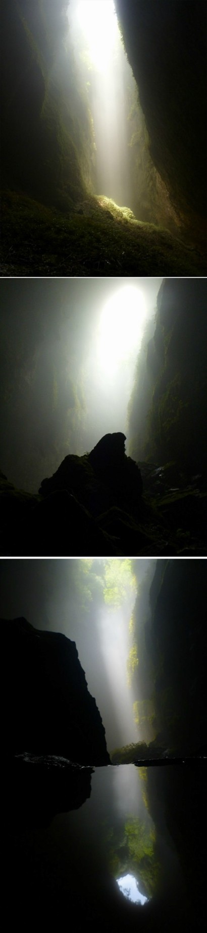 深入山洞內，漸漸遠離陽光，漆黑的環境下更是神秘