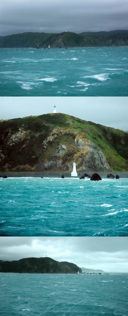 過了這燈塔，便進入風高浪急的庫克海峽
