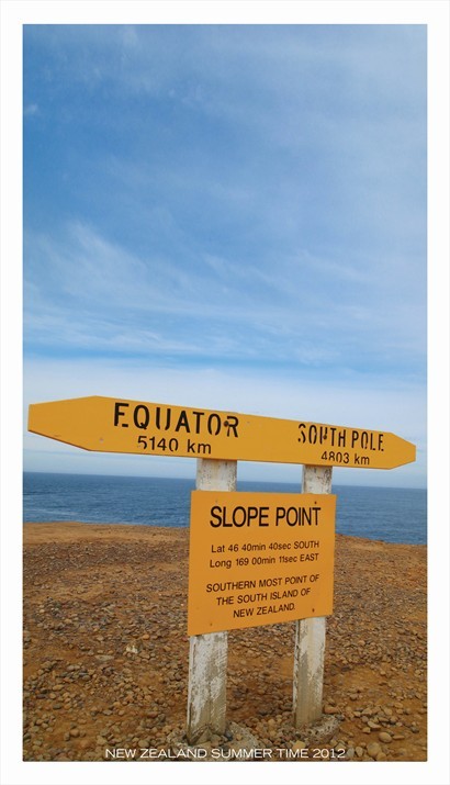 黃色的路牌顯示了紐西蘭南島最南的地方! 