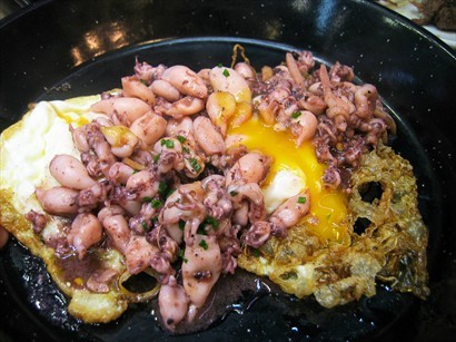 Grilled Baby Squid with 2 Fried Eggs