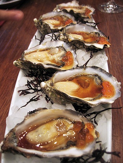 Oyster No.5 with Ponzu Sauce and Salmon Roe