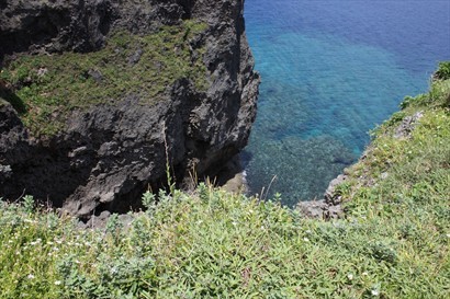 從平原俯瞰可以看到懸崖峭壁下的美麗珊瑚礁。