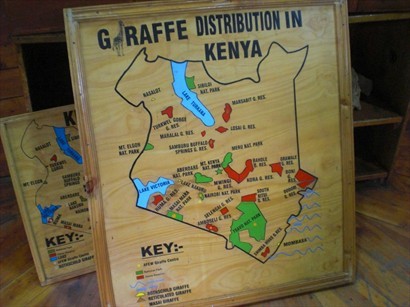 長頸鹿在肯亞的分佈圖