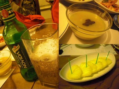 菠蘿汽水、甜品及新鮮菠蘿