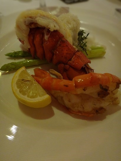 Broiled Lobster Tail and King Prawns
