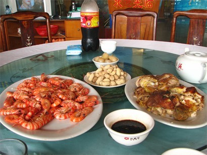 土泥雞和蒸海虾