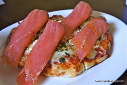 Smoked salmon vintage gourmet pizza