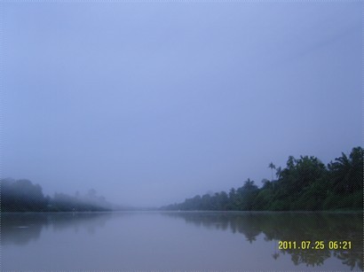 朝早6:00的Kinabatangan River, 大霧迷離, 另一番景象