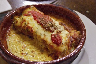 Oven baked beef lasagne topped with mozzarella