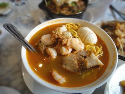 檳城鮮蝦湯麵 Penang Prawn Mee Soup (Spicy)(£ 8.50)