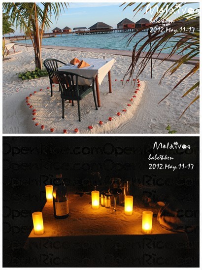 呢個係沙灘嘅燭光晚餐。加收費用即可擁有。浪漫係浪漫但係有d熱