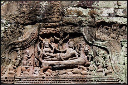 看到這裏以印度教派濕婆神為主，但雕刻以佛教居多。