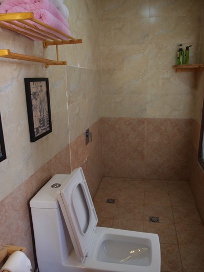客棧的浴室大致是這樣, 大花灑頭在天花頂, 面積都幾寬敞