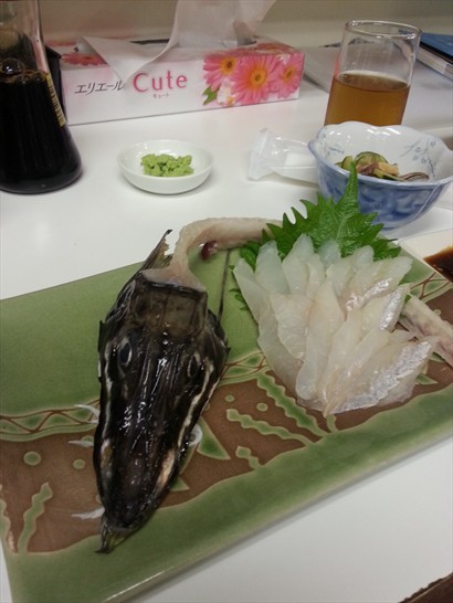 這條八角魚是小樽的名產 , 店主跟我們說"only hokkaido" , 口感特別 , 亦很新鮮。